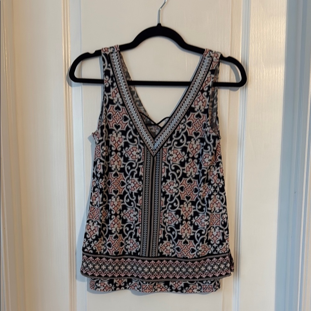 Women's navy and Pink Patterned Sleeveless Top